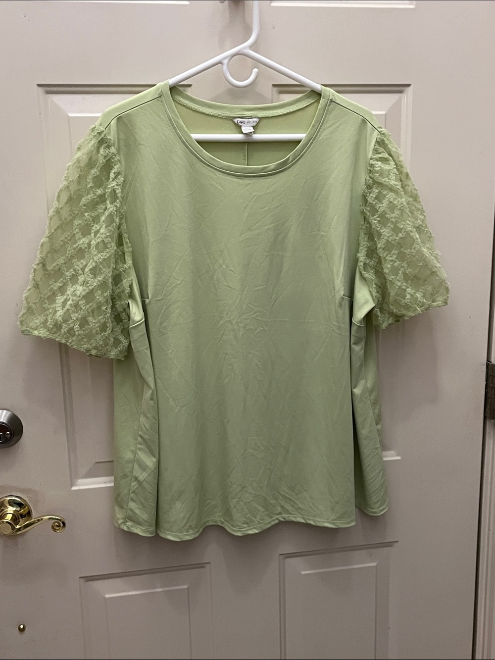 Cato Light Green Lace Sleeve Short-Sleeve Tee